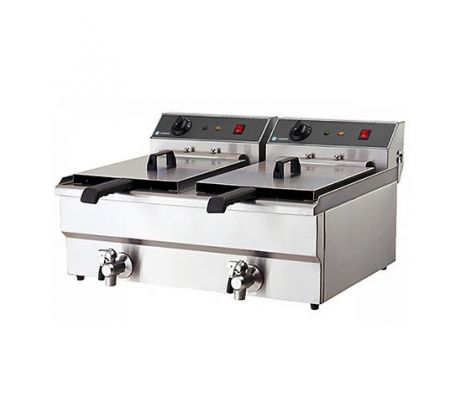 Elektrická fritéza s kohútikom – 2×10 l / HKN-FT1010N