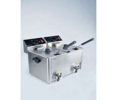 Elektrická fritéza s kohútikom – 2 x 8 L / HURAKAN HKN-FT88N