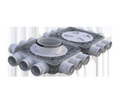 Dvojitý plastový distribučný box Flexitech, Ø 63 mm, Ø 200 mm, 18 vývodov