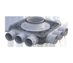 Dvojitý plastový distribučný box Flexitech, Ø 63 mm, Ø 160 mm, 12 vývodov