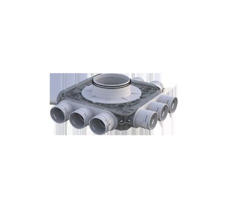 Dvojitý plastový distribučný box Flexitech, Ø 63 mm, Ø 160 mm, 12 vývodov