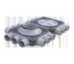 Dvojitý plastový distribučný box Flexitech, Ø 63 mm, Ø 200 mm, 12 vývodov