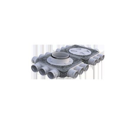 Dvojitý plastový distribučný box Flexitech, Ø 90 mm, Ø 200 mm, 8 vývodov