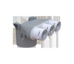 Plastový konektor do stropu Flexitech CPMC, 3 vývody s Ø 63 mm, príruba Ø 125 mm