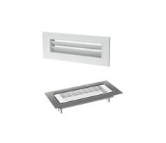 Kovová ventilačná mriežka 200x55 mm na zakončenie kovového konektora do steny