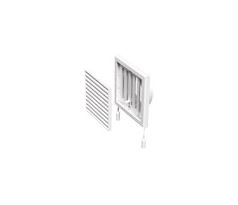 Plastová mriežka bez príruby s mechanicky ovládanou žalúziou 250x250 mm, biela