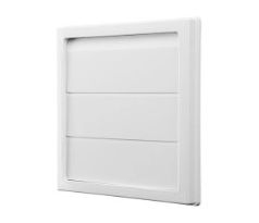 Vetracia mriežka so samotiažnou žalúziou a prírubou, biela 150x150 / Ø 100 mm