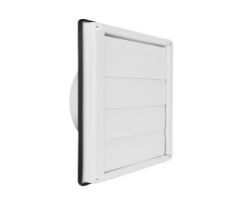 Biela vetracia mriežka na fasádu, samotiažna žalúzia, 150x150 mm / Ø 100 mm