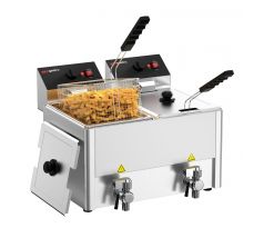 Elektrická dvojitá fritéza - 8+8 L - 6,5 kW - s výpustným kohútikom – EFH8+8
