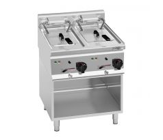 Dvojitá elektrická fritéza - 2×10 l - 12,0 kW - manuálne ovládanie - s vypúšťacím kohútikom - na podstavci – EFB663M-10+10#SET