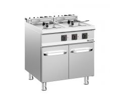 Elektrická dvojitá fritéza - 18+18 L - 27 kW - vr. podstavca s 2 dverami – EFK879-18+18