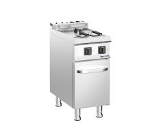 Elektrická fritéza - 18 l - 14,0 kW - manuálne ovládanie - s vypúšťacím kohútikom - s podstavou s 1 dverami – EFK479-18
