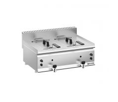 Dvojitá plynová fritéza - 2×8 l - 12,0 kW - manuálne ovládanie - s vypúšťacím kohútikom – GFK863-8+8