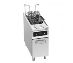 Elektrická fritéza - 22 l - 22,0 kW - s automatickým zdvihom koša - so systémom filtrácie oleja - na podstavci – EFEKALB22