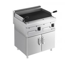 Lávový plynový gril - 14 kW - 800 mm - hĺbka 700 mm - 2 rošty - samostatne stojaci model - nehrdzavejúca oceľ - vrátane spodnej skrinky s 2 dverami – GLGK800-E#UBK800-E
