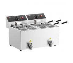 Elektrický varič cestovín - 8 + 8 litrov - 6,5 kW - s vypúšťacím ventilom - vrátane 8 košíkov - stolový – ENH8+8