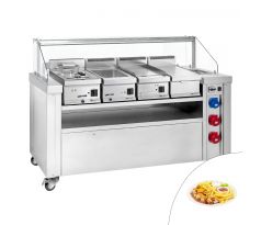 Mobilná varná stanica - 1600x850 mm - výška: 1170 mm - vr. fritézy, grilovacej platne, Bain Marie a neutrálneho modulu – MKA1600#SET4