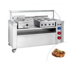 Mobilná varná stanica - 1600x850 mm - výška: 1170 mm - vr. elektrického sporáka a Bain Marie – MKA1600#SET1