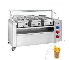 Mobilná varná stanica - 1600x850 mm - výška: 1170 mm - vr. fritézy, grilovacej platne a Bain Marie – MKA1600#SET2