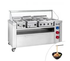 Mobilná varná stanica - 1600x850 mm - výška: 1170 mm - vr. variča cestovín, elektrického sporáka a Bain Marie – MKA1600#SET3