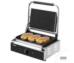 Kontaktný gril / hamburger gril - 2,2 kW - drážkovaný hore aj dole - Grilovacia plocha: 345x235 mm – KGJ442