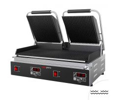 Kontaktný gril - 3,6 kW - digitálny - drážkovaný hore a dole - grilovacia plocha: 480x230mm – DKGJ542