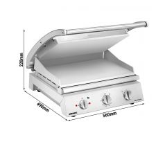ROBAND | Kontaktný gril | Gril na hamburgery - 3,1 kW - horná a spodná časť hladká - grilovacia plocha: 500x275mm – KGGLL542