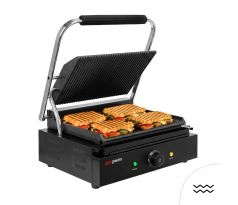 Kontaktný gril / hamburger gril - 2,2 kW - drážkovaný hore aj dole - Grilovacia plocha: 345x235 mm – KGJ442B