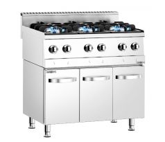 Plynový sporák - GIUSEPPE - 600 - 900x600x900 mm - 36 kW - 6 horáky - so spodnou skrinkou s 3 dverami - vysokovýkonný model – GHK9636HP#UGHK9636