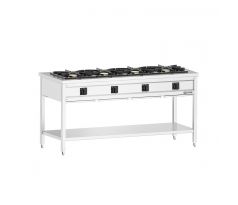 Plynový sporák - Giuseppe 600 - 1700x600x850 mm - 34 kW - 4 horáky - s otvoreným podstavcom – GHK4