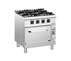 Plynový sporák - Giuseppe 700 - 800x730x900 mm - 32 kW - 4 horáky - s plynovou rúrou (statická) - 6 kW - rúra GN 2/1 – GHK879+GB6
