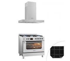 Plynový sporák – 13,45 kW – 5 horákov – vrátane elektrickej rúry – 3,23 kW a odsávača pár s cirkuláciou vzduchu – GHF5#UHF895