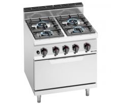 Plynový sporák - Lorenzo 700 - 800x714x1.070 mm - 35,8 kW - 4 horáky - s plynovou rúrou (statická) - 7,8 kW - rúra GN 2/1 – GHB871P+GB8