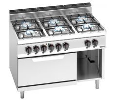 Plynový sporák - 33,5 kW - 6 horákov - s plynovou statickou rúrou - 7,5 kW – GHB179M+EB8S