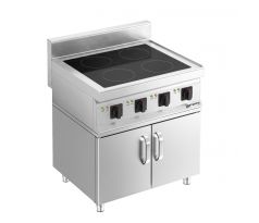 Indukčný sporák - 7 kW - 4 varné polia - vr. podstavby s 2 dverami – IDHK874#UBK800-E