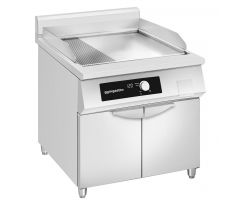 Indukčná grilovacia platňa - 10 kW - Hladký/ryhovaný - so spodnou skrinkou s 2 dvierkami – IDGB800-G
