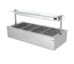 Vstavaná Bain Marie - 1500 mm - 4x GN 1/1 - 2,92 kW - s hygienickým krytom – BA156B