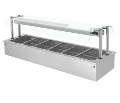 Vstavaná Bain Marie - 2100 mm - 6x GN 1/1 - 4,83 kW - so skleneným hygienickým krytom – BA216D