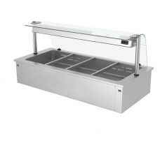 Vstavaná Bain Marie - 1500 mm - 4x GN 1/1 - 2,92 kW - s hygienickým krytom – BA156C