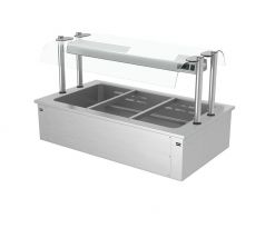 Vstavaná Bain Marie - 1000 mm - 3x GN 1/1 - 2,19 kW - so skleneným hygienickým krytom – BA116D