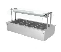 Vstavaná Bain Marie - 1500 mm - 4x GN 1/1 - 3,37 kW - so skleneným hygienickým krytom – BA156D