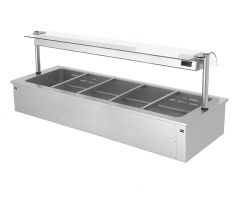Vstavaná Bain Marie - 1800 mm - 5x GN 1/1 - 3,65 kW - s hygienickým krytom – BA186B
