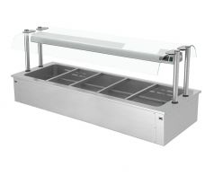 Vstavaná Bain Marie - 1800 mm - 5x GN 1/1 - 4,1 kW - so skleneným hygienickým krytom – BA186D