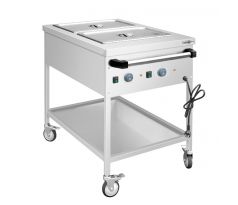 Termovozík Bain Marie - 1,95 kW - 2x GN 1/1 - teplota vaní nastaviteľná samostatne - s vypúšťacím kohútikom - s podstavcom – TWK1758TD